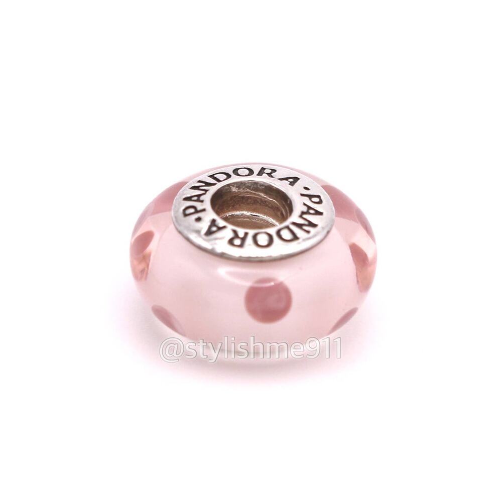 Authentic PANDORA Pink Polka Dots Murano Glass Charm - Picture 6 of 8